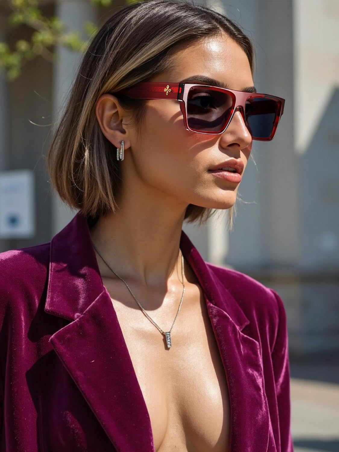 VISOONE Oversized Square Flat Top Sunglasses Women Men Retro Trendy Fashion Accessories UV400 Protection Shades Alba - Image 2