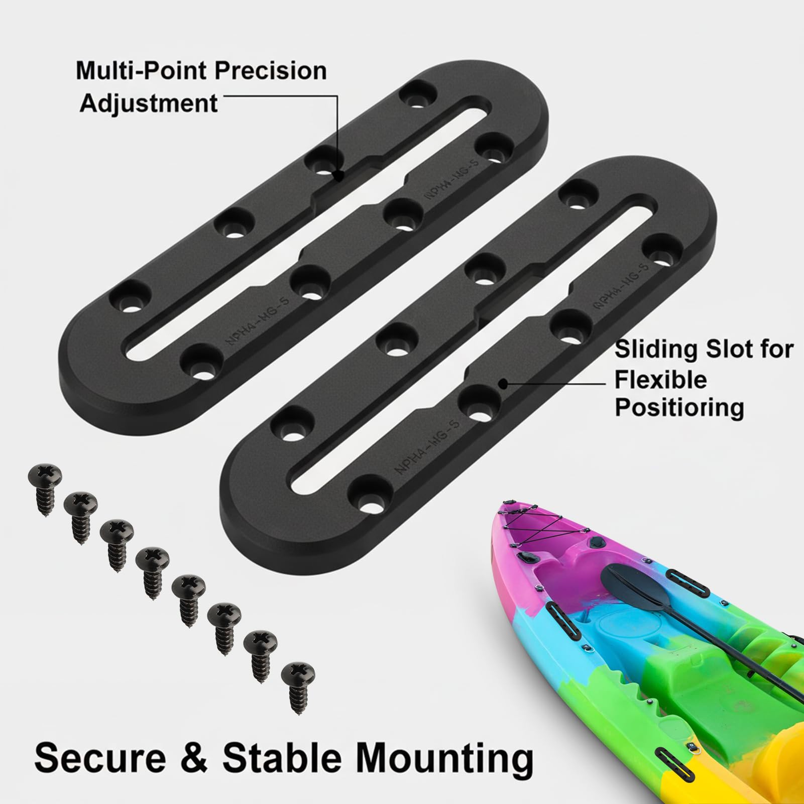 Kajakschienenhalterung, flaches Profil, Marine-Schienensystem für Rutenhalter und Zubehör, Marine Grade Polymer, kleine und mittlere Optionen, 4 Stück