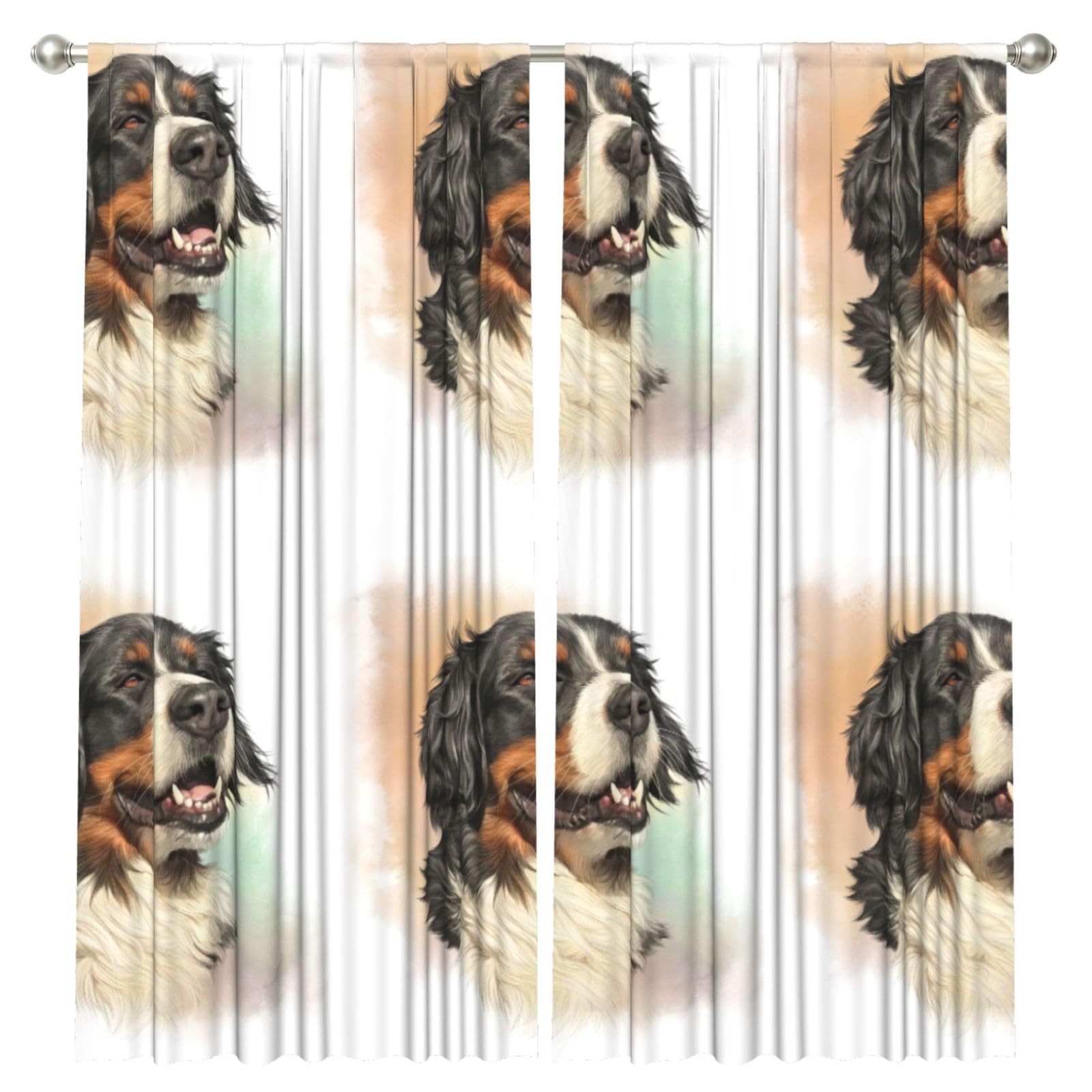 InOmak Bernese Mountain Dog Realistic Portrait Berner, 2 Panels Window Curtains 52 x 84 Inch Blackout Curtains for Living Room Bedroom