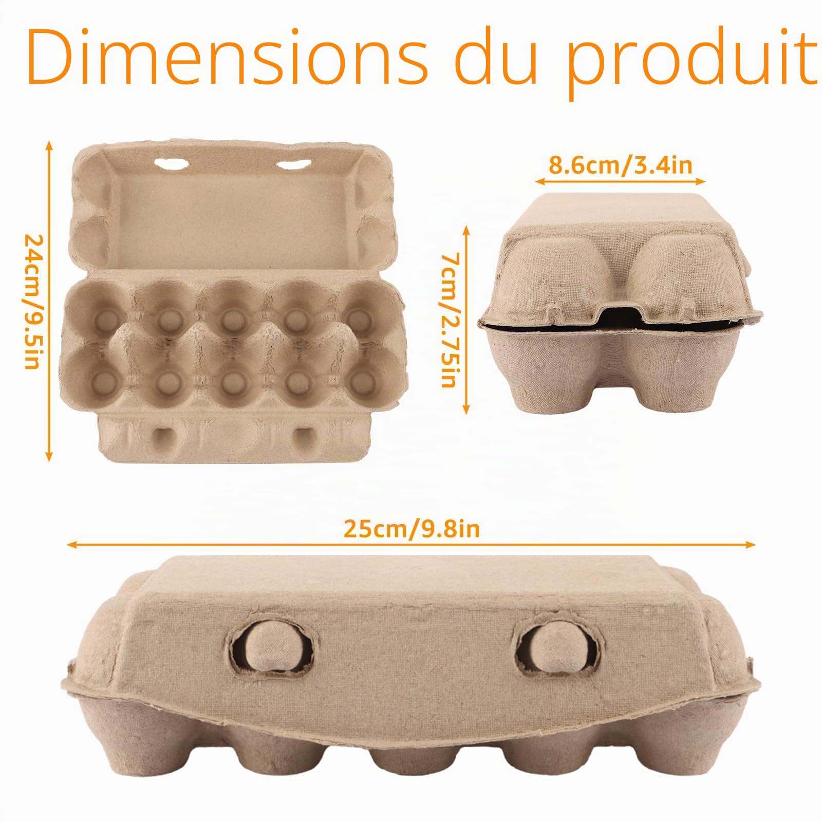 Lot de 20 boîtes à œufs cartons à œufs en carton,10 cartons boite oeuf avec couvercles pour 10 œufs chacun