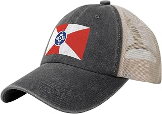 Vintage Flag of Wichita, Kansas Baseball Cap for Men Women Low Profile Washed Cotton Mesh Trucker Hat