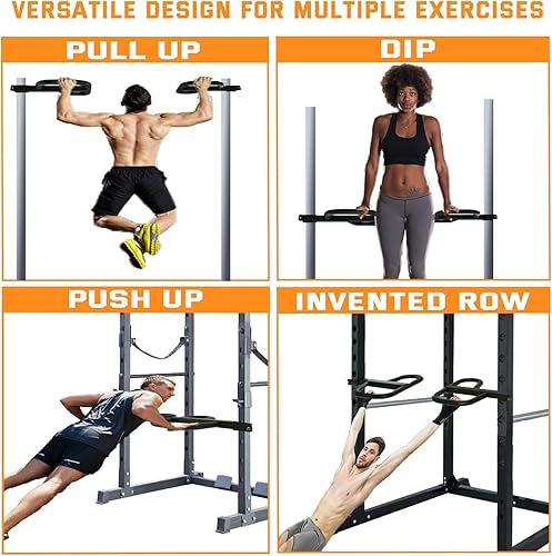 Miniatura 2 de Dip Bar Attachment for 2"x2" Squat Rack, Heavy Duty Power Rack Attachment with 58" or 1" Hole