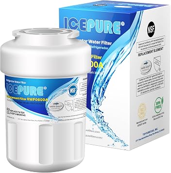 ICEPURE RWF0600A Refrigerator Water Filter Replacement for GE MWF, MWFINT, MWFP, MWFA, GWF, HDX FMG-1, GSE25GSHECSS, WFC1201, RWF1060, 197D6321P006, Kenmore 9991,1 PACK