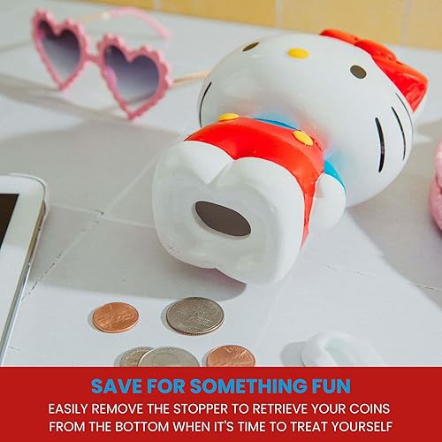 Miniatura 6 de Sanrio Hello Kitty - Banco de monedas de cerámica de 6 pulgadas  Organizador de dinero, tarro de ahorro rojo
