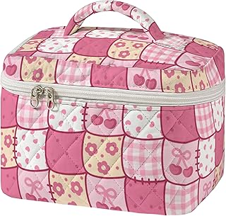 Bolsa de maquillaje acolchada grande para muj...