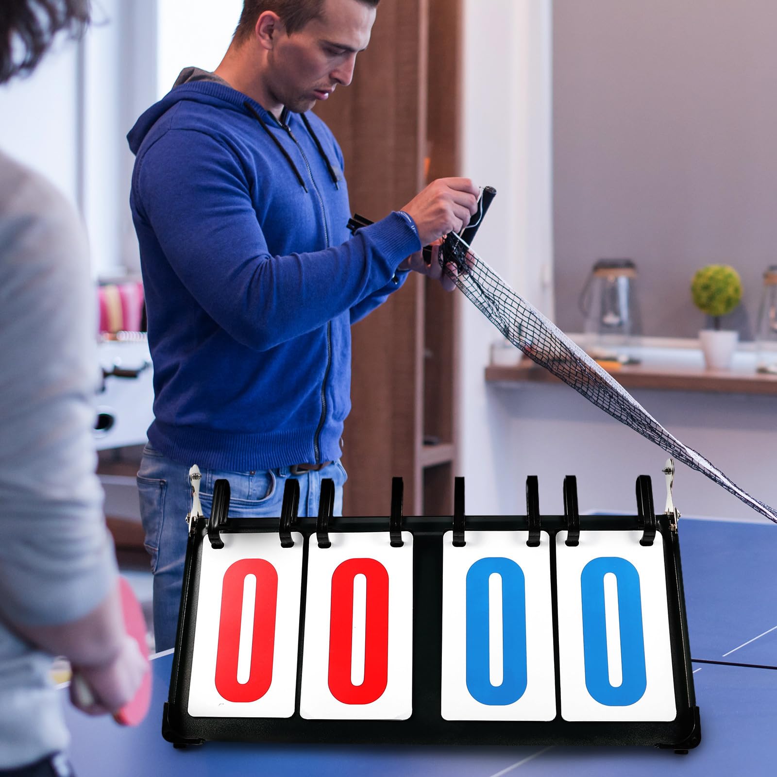 Mehrzweck Basketball Fußball Flip Scoreboard aus Verstärktem Stahlblech mit 4 stelliger Anzeige Tragbare Effiziente und Praktische PVC Anzeigetafel für Basketballspiele
