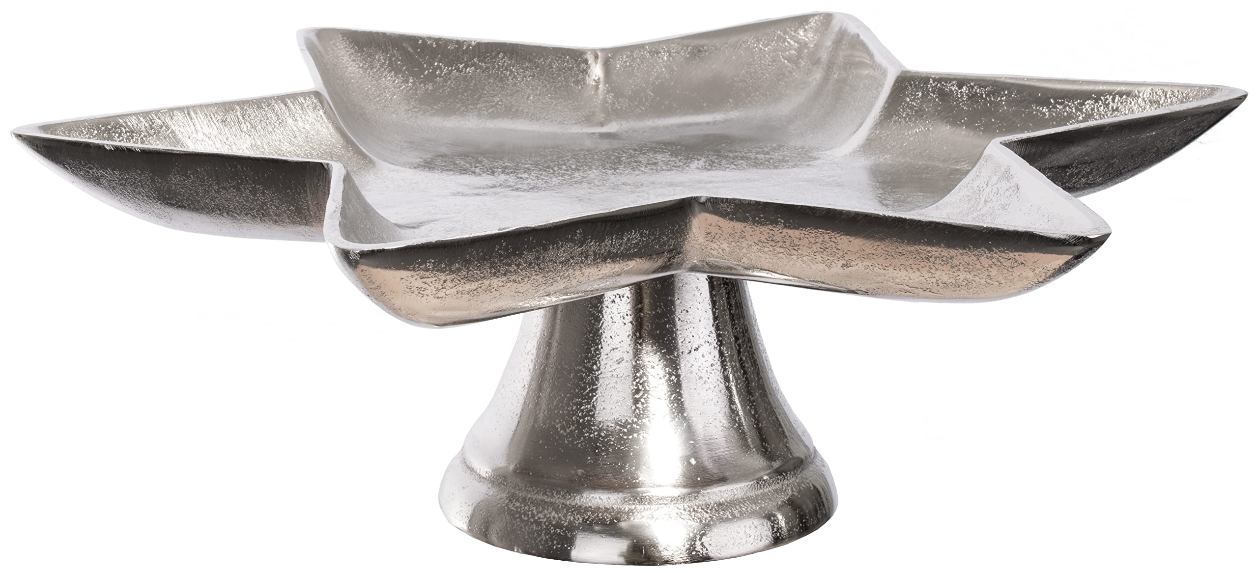 Brandsseller Dekoteller Stern Durchmesser Ø 40,5 cm Plätzchenteller Sternoptik Aluminium RAW OPTIK Silbern