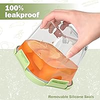 Vista 5 de Recipientes de vidrio para sopa con tapas de 32 onzas, 4 tazas de vidrio de borosilicato para almacenamiento de alimentos, tarros aptos