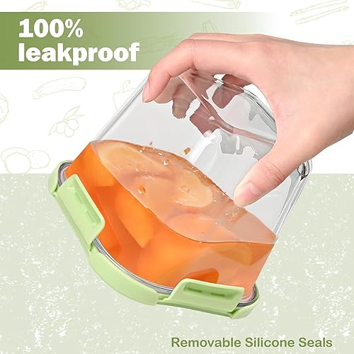 Miniatura 5 de Recipientes de vidrio para sopa con tapas de 32 onzas, 4 tazas de vidrio de borosilicato para almacenamiento de alimentos, tarros aptos para