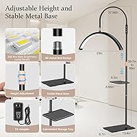 Vista 3 de Mznoo Lámpara de pestañas, luz de media luna de 6500 K para pestañas con bandeja de herramientas, luz de luna LED ajustable para tecnología