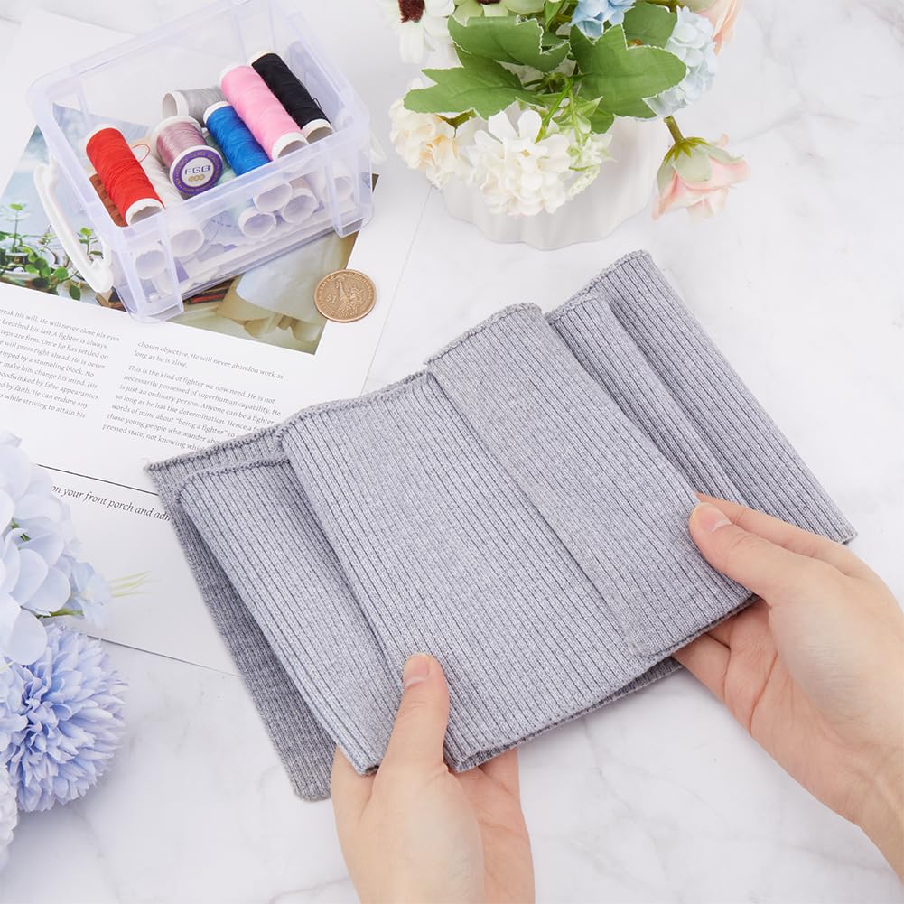 GORGECRAFT Ribbing Knit Fabric Waistband Collar Neckline Trim Cuffs Material Sewing Supplies Handcrafted Ribbed Trimming for Sleeve Cuffs Jacket Neckline Edging Garments Gray 37.4x5.7inch - Image 3