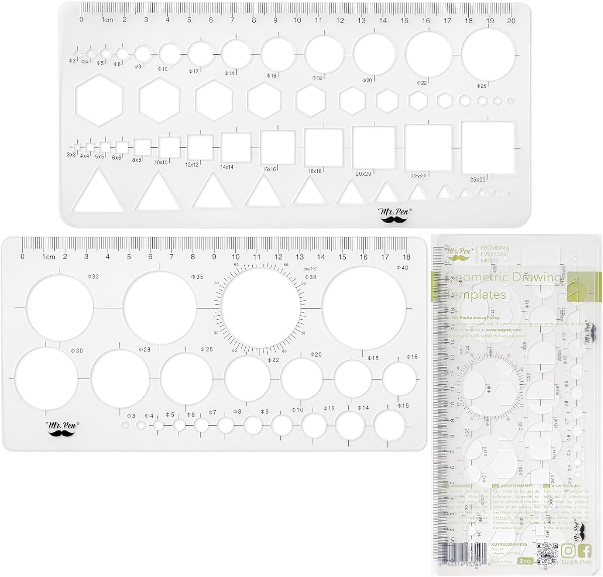 Mr. Pen- Circle Template, 2 pcs, Circle Template for Drawing Stencils | Shape Stencils, Geometric Stencils, Drawing Templates Stencils, Drafting Supplies