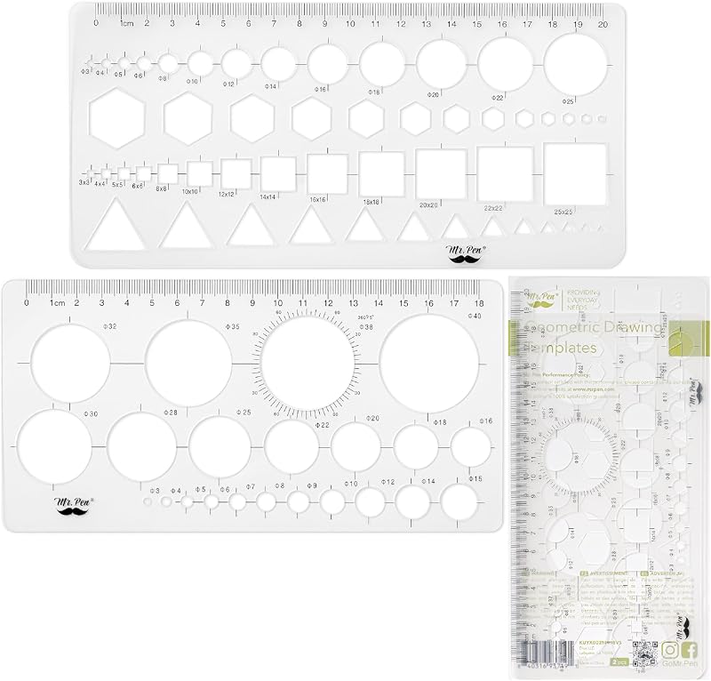 Mr. Pen- Circle Template, 2 pcs, Circle Template for Drawing Stencils | Shape Stencils, Geometric Stencils, Drawing Templates Stencils, Drafting Supplies