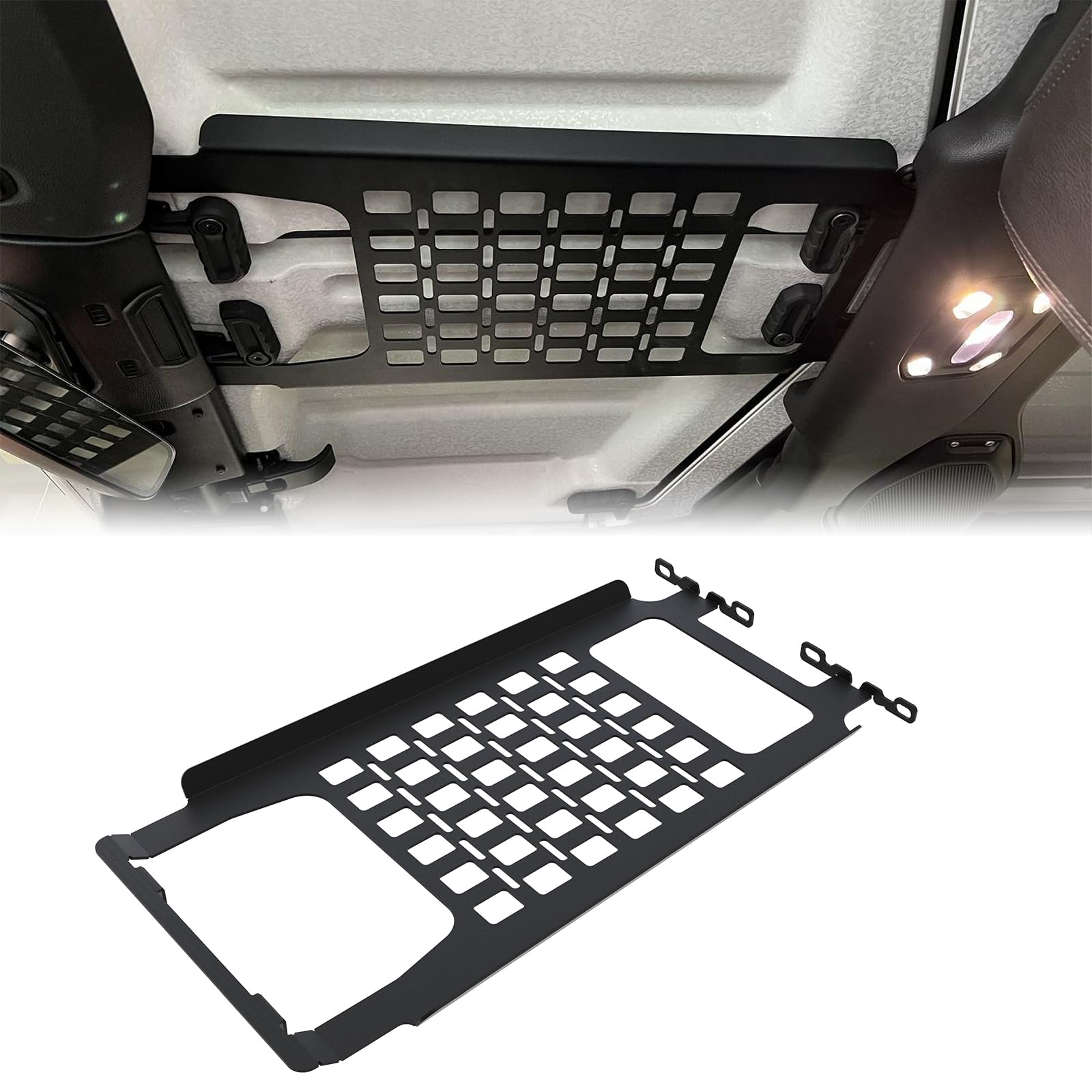 Hard Top Molle Panel for 2018-2025 Jeep Wrangler JL JLU&2020-2025 Jeep Gladiator JT,Overhead Storage Rack,Molle Rack,Textured Black Powder,No Drilling