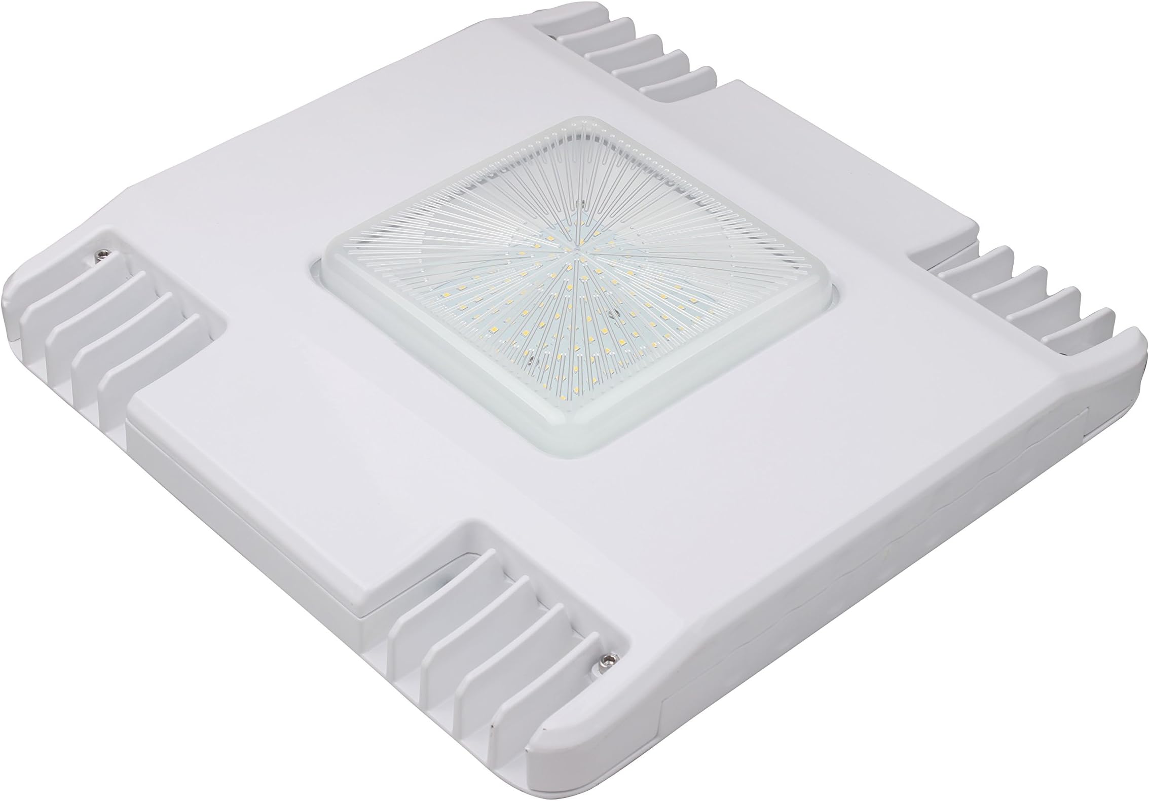 Quest LED Waterproof Canopy Gas Station Light Fixture 150W, 5000K, 18000 Lumens, Internal Driver, Outdoor High Bay Garage Lamp Carports