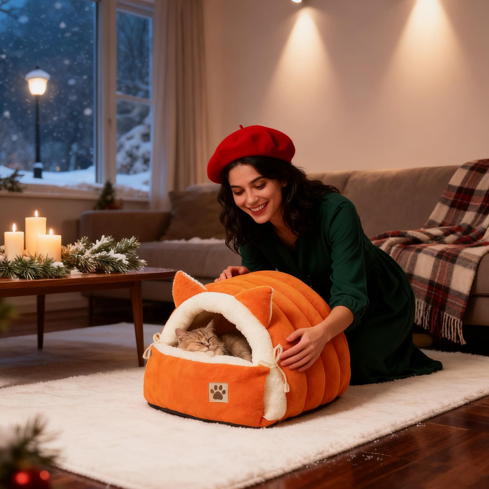 Per Gatti Peluche Lavabile Con Cuscino Rimovibile