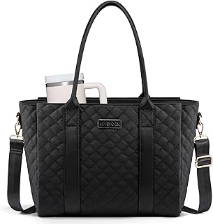 LOVEVOOK Teacher Tote Bag for Women, Quilted Work Tote Nurse Laptop Bag, Large Computer Shoulder Bags with Zipper for Travel