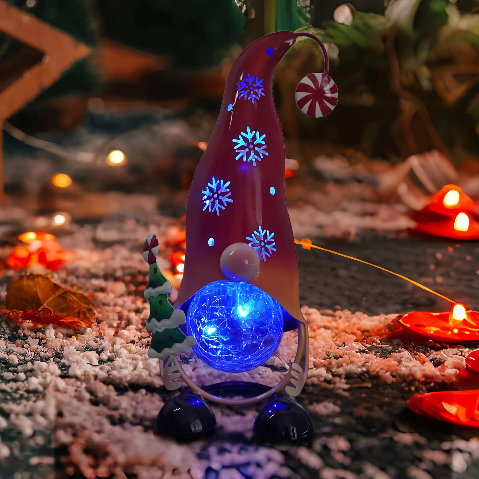 HONGLAND Solar Gnome Garden Lights, Gnome Solar Decoration Outdoor Figurine Lights (Red) - Image 4