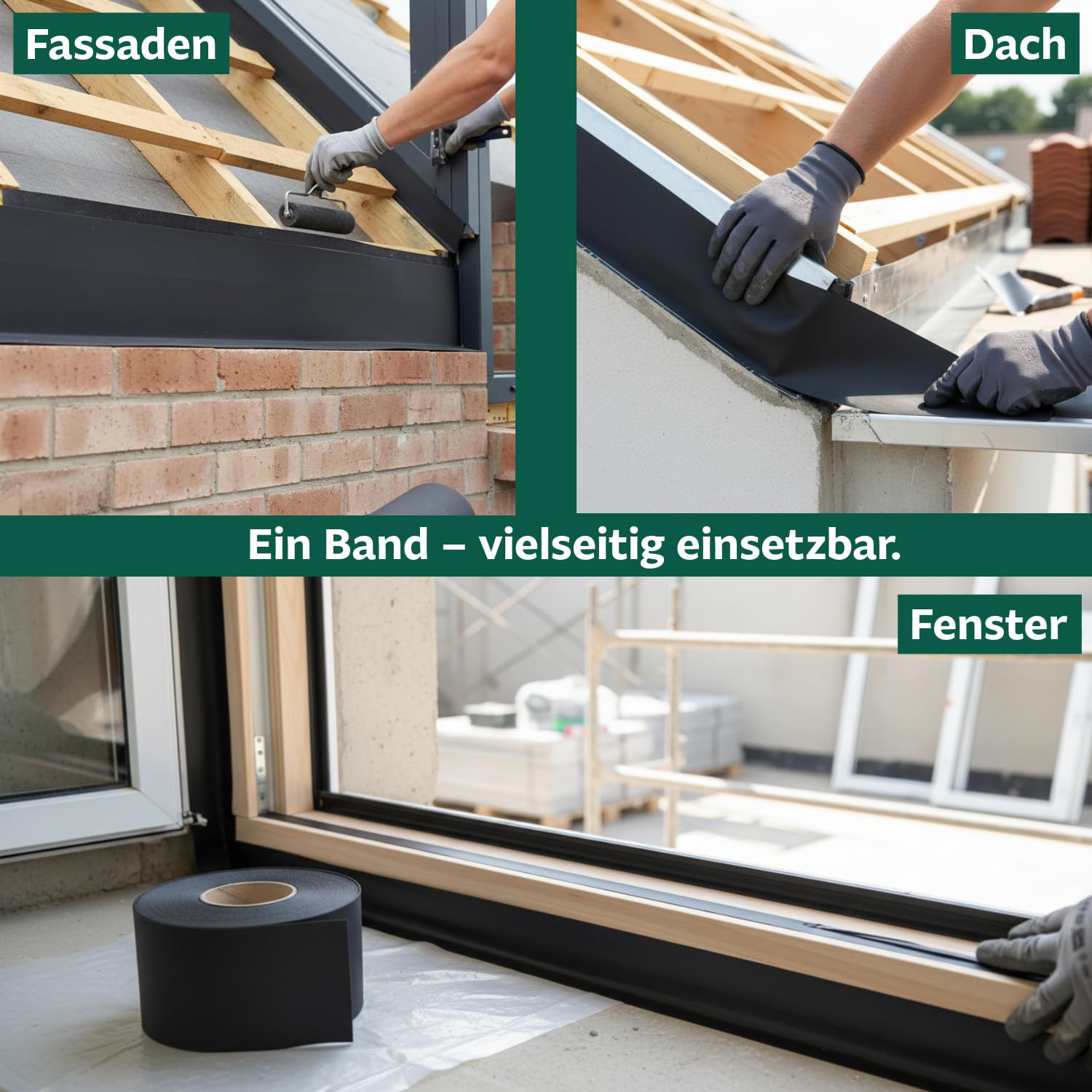 SILISTO EPDM Outside ohne Klebestreifen, 100 mm x 25 m Dichtband – Abdichtungsband für äußere Abdichtung – Folie aus Butyl-Kautschuk zum Abdichten von Tür-, Fenster-, und Fassadenanschlüssen