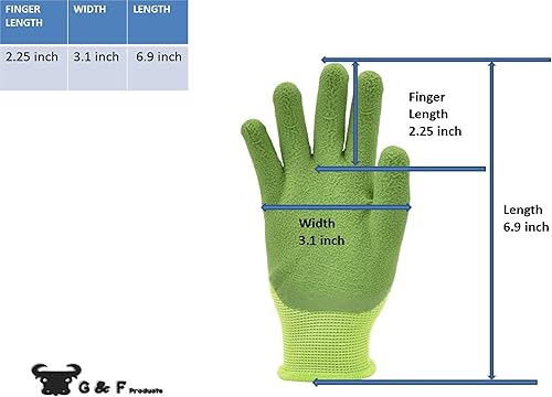 Miniatura 2 de G & F Products JustForKids Kids Garden Work Gloves Soft Cotton or Synthetic Leather, Dirt-Resistant, Non-Slip, Knit Wrist