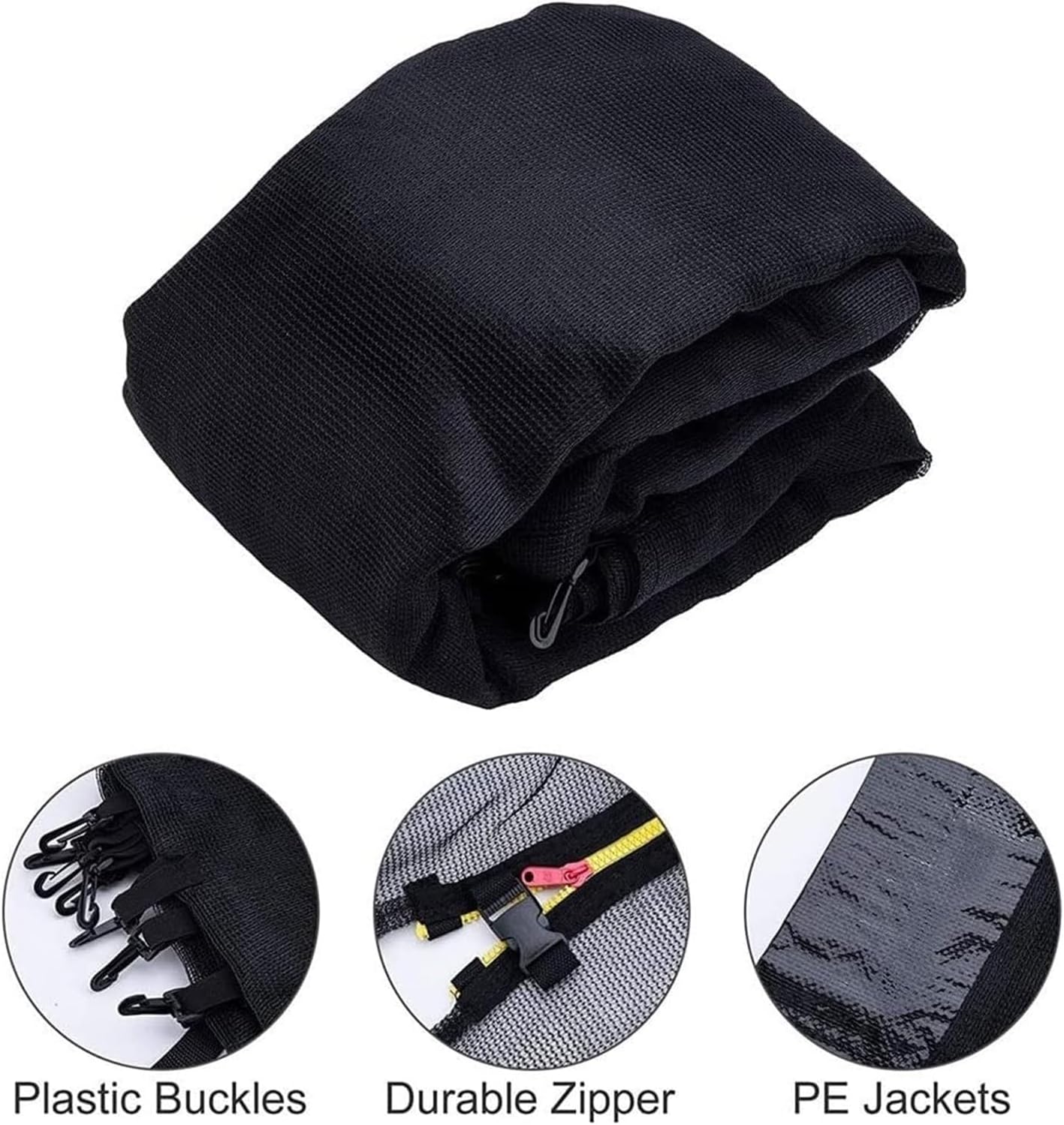 Trampoline Net Replacement 6ft 8ft 10ft 12ft 13ft 14ft 16ft for Garden Outdoortrampolines, Safety Enclosure Netting Easy Assemble, No Pole