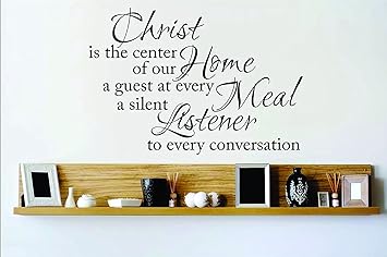 PRINTELLIGENT Vinyl PVC Christ is The Center of Our Home a Guest at Every Meal a Silent Listener Wall Sticker, 16 x 20 Inches, Multicolour