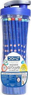 Doms Groove Super Dark HB/2 Graphite Pencils Jar Pack 50 Pcs Pencils Innovative Groove For Perfect Grip Ideal For School & General Purpose Perfect For Sketching & Drawing Jar Pack of 1
