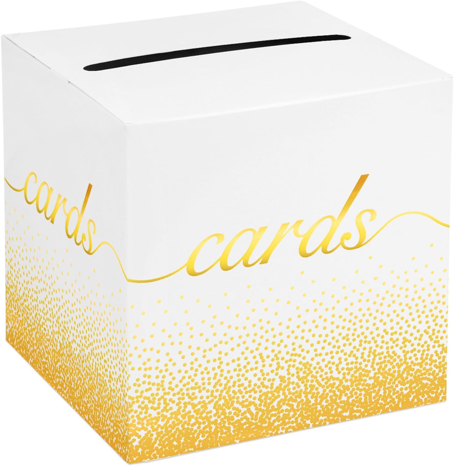 Adecortalk White Gold Card Box Money Box Holder for Wedding Party Reception Birthday Baby Shower Bridal Shower Raffle Ticket Anniversary Graduation Table Centerpiece Decorations, 9''