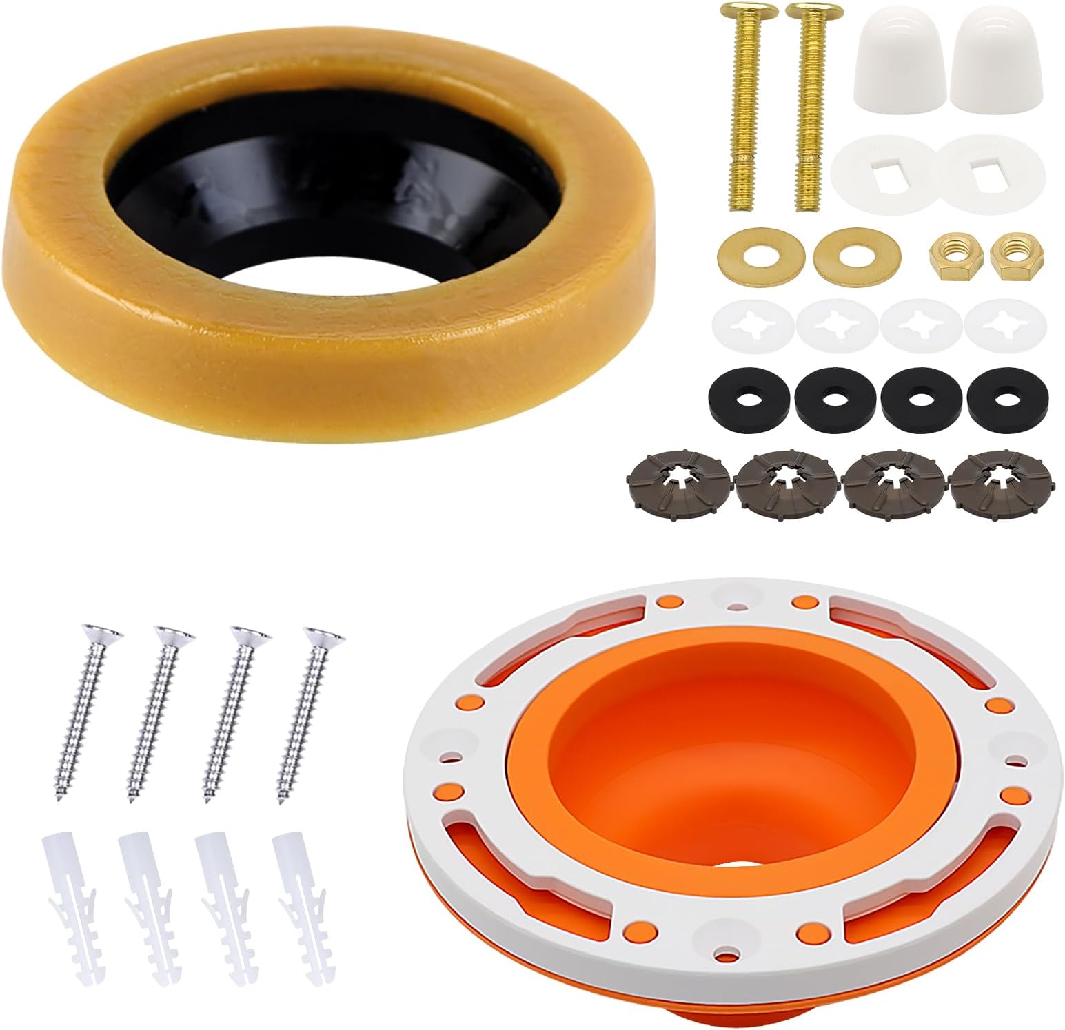 LASCO 043314MASTER Toilet Bowl Extra Thick Wax Ring 35B, Brass Bolts