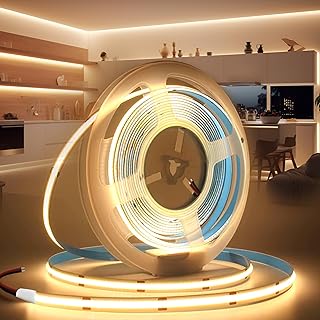 LED Streifen 24V 10M LED Strip COB Selbstklebend Warmweiss 3000K 8mm Breite 320LEDs/M, Flexibel IP20 Licht Band Leiste DIY, für TV, Beleuchtung Schlafzimmer (ohne Netzteil)