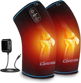 Knee Massager with Heat & Vibration, Heating Pad for Knee Pain Relief, Heating Pad for Leg Pain, Leg Massager, 3 Vibration Modes 3 Heat Levels, AC Adapter Heating Faster No Battery