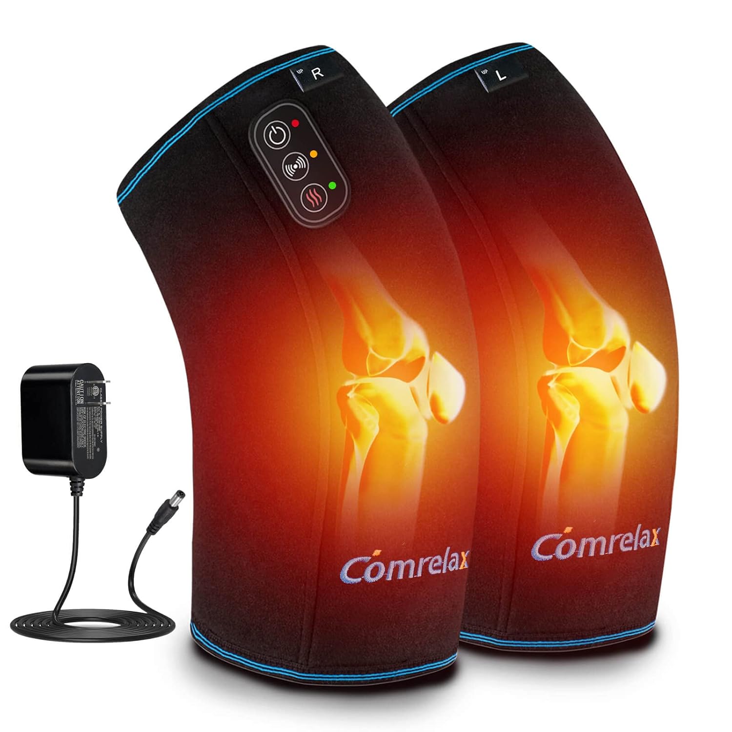 Knee Massager with Heat & Vibration, Heating Pad for Knee Pain Relief, Heating Pad for Leg Pain, Leg Massager, 3 Vibration Modes 3 Heat Levels, AC Adapter Heating Faster (No...