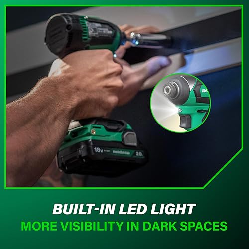 Miniatura 9 de Metabo HPT Kit de destornillador de impacto sin escobillas inalámbrico multivoltios de 18 V, juego de destornilladores de impacto compacto y ligero