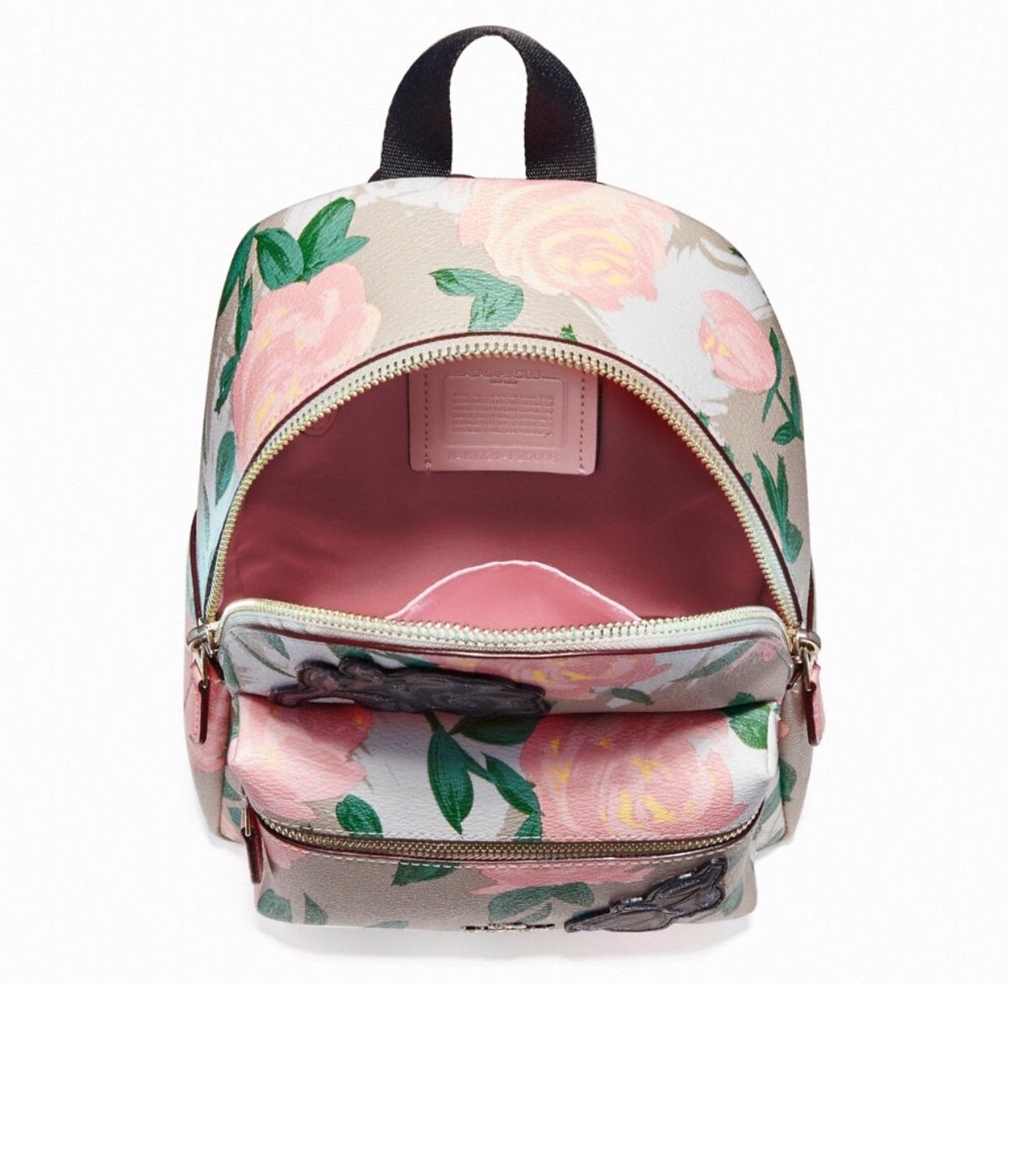 Coach Mini Charlie Backpack With Camo Rose Floral Print 