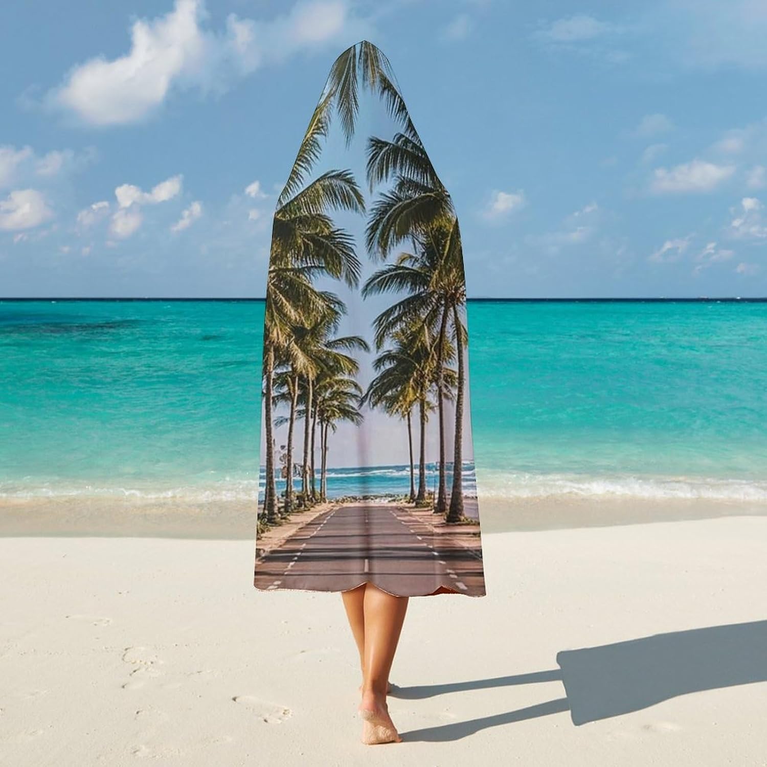 Coastal Highway Wearable Hooded Blanket, Ultra Soft Arctic Velvet Cape Cloak Unisex - Cozy Wearable Blanket