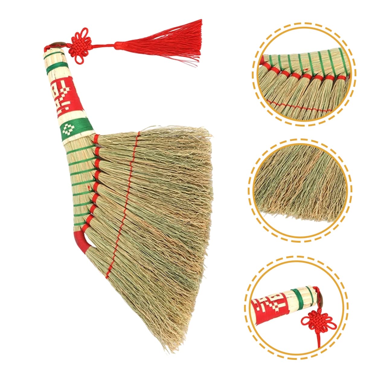 Healeved 2pièces Broom Woven Style Chinois pour Nettoyage De Maison Balai à pour Bureau Et Voiture Outil Pratique De Dépoussiérage Et Entretien Domestique