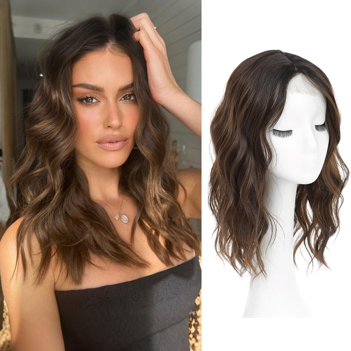 16 Inch Wavy Hair Topper for Women with Thinning Hair Full Coverage Natural Blending Easy to Wear Seamless Fit Hair Pieces for Daily & Party Use