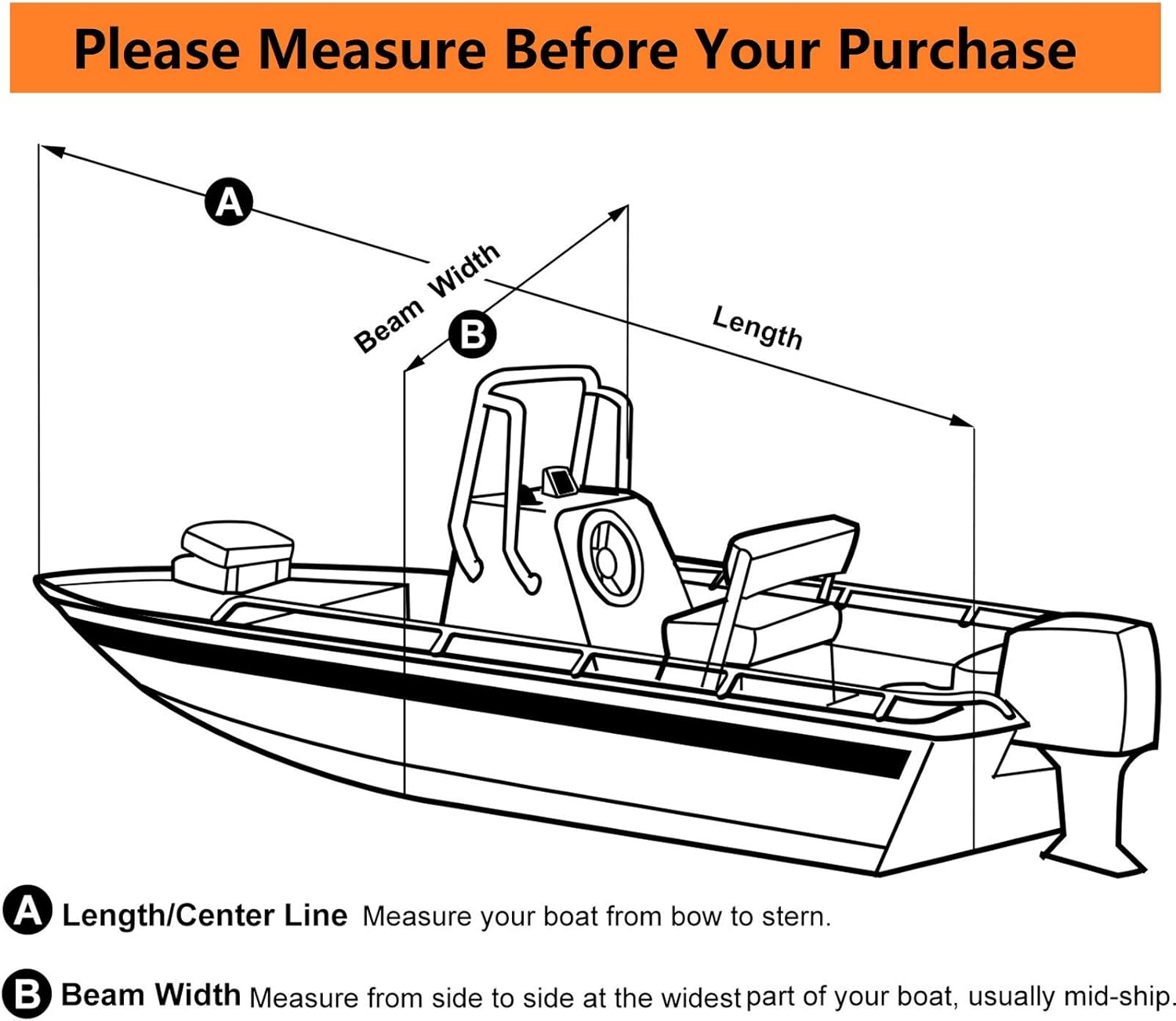 Zuihao 800D Heavy Duty Center Console Boat Cover, 2021 Upgraded Trailerable Boat Center Console Cover with 17 PCS Windproof Straps, Storage Bag : Sports & Outdoors