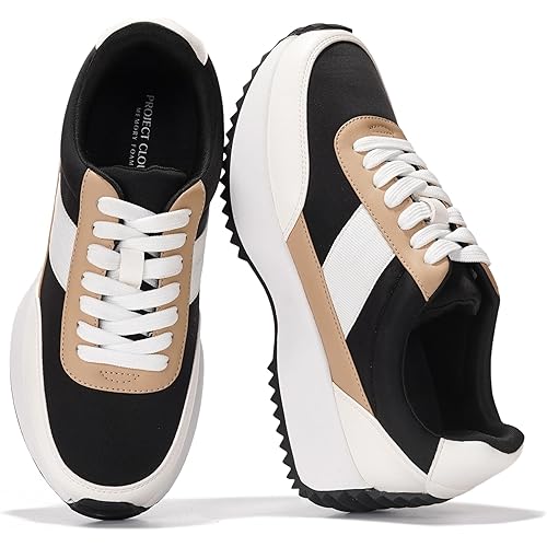 Project Cloud Womens Sneakers - Memory Foam Insole and Lightweight Spring Shoes - Non-Slip Lace Up Trendy Shoes - Fashion Sneakers for Women