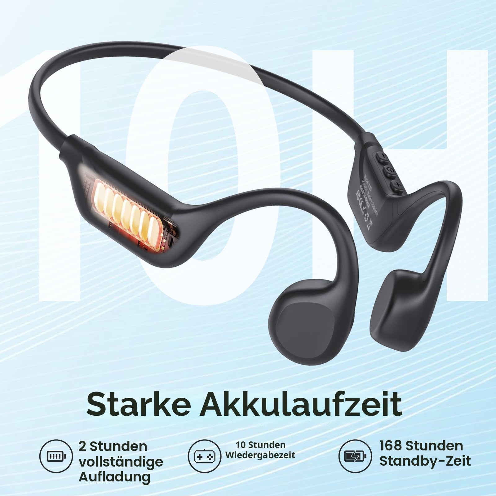 IFECCO Knochenschall Kopfhörer Bluetooth 6.2 - Open Ear Bone Conduction Kopfhörer Kabellos,IPX5 wasserdichte Schweißfeste Knochenschall Headset,Sport Kopfhörer für Läufer Radfahren Fahrrad