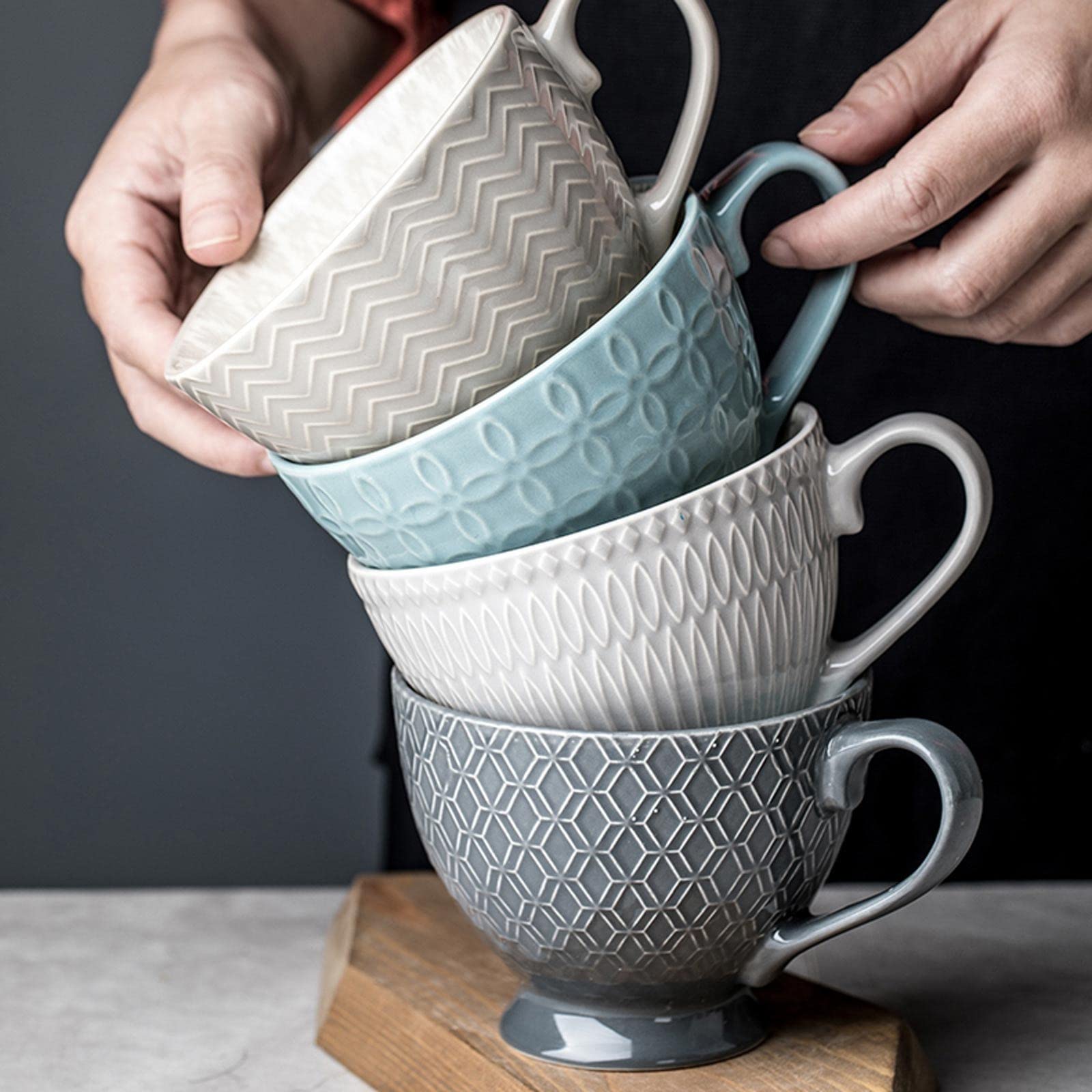 Taza de té para desayuno, taza de avena, taza de cerámica de gran calibre, taza de leche de gran capacidad, taza de café (G) (G)