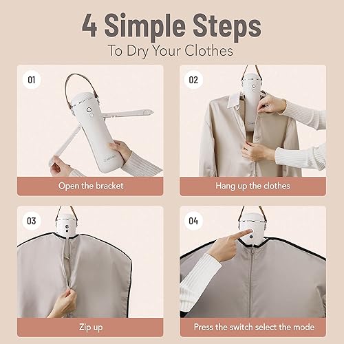 Miniatura 3 de Secadora eléctrica portátil para ropa, mini secadora de ropa con accesorio de secado de zapatos, estante de secado plegable, motor súper silencioso,