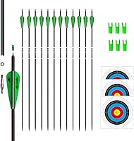 Sososhoot 31 Inch Carbon Arrows for Compound Recurve Bow - Hunting Target Practice Arrows with Removable Tips (12 Pack)