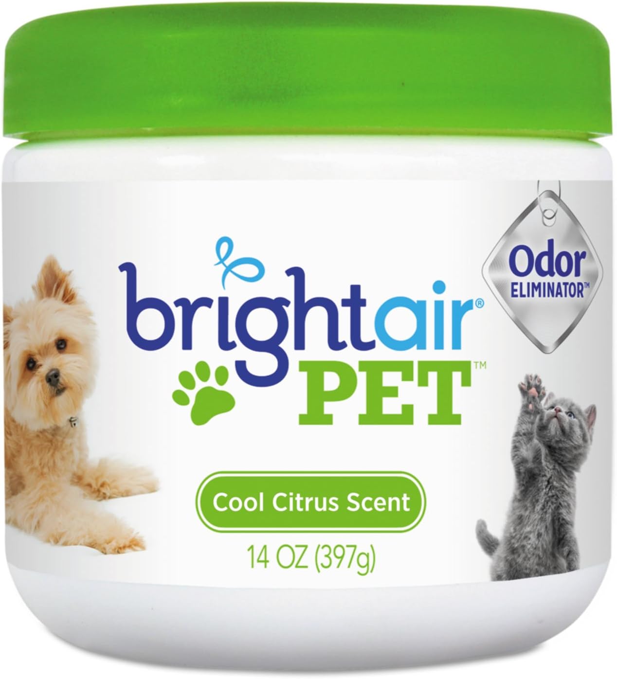 Bright Air Pet Odor Eliminator, Cool Citrus, 14 Oz Jar, 6/Carton
