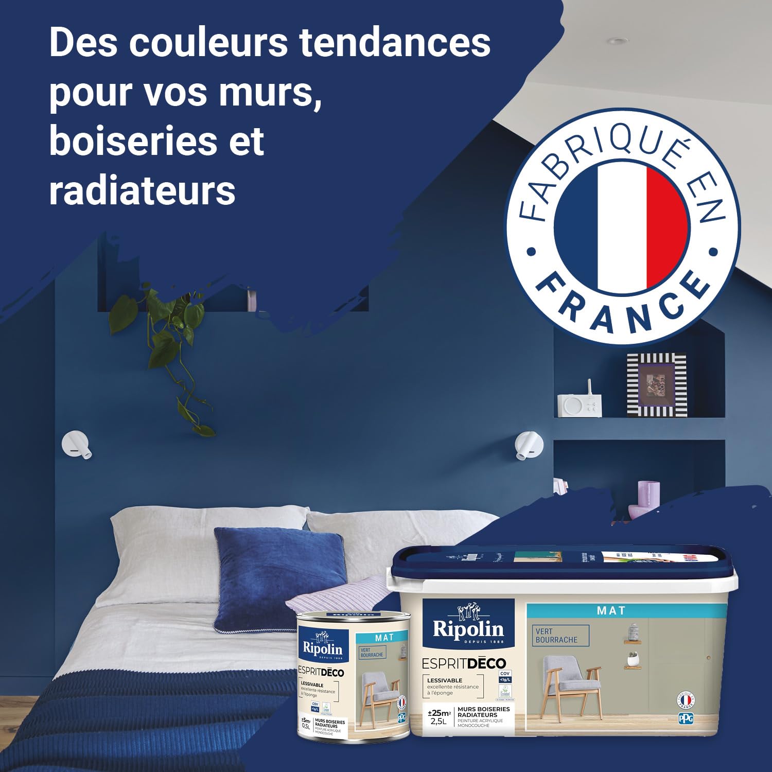 RIPOLIN Peinture Intérieure Multi-Supports Ultra Couvrante Gris Galet 2,5 L