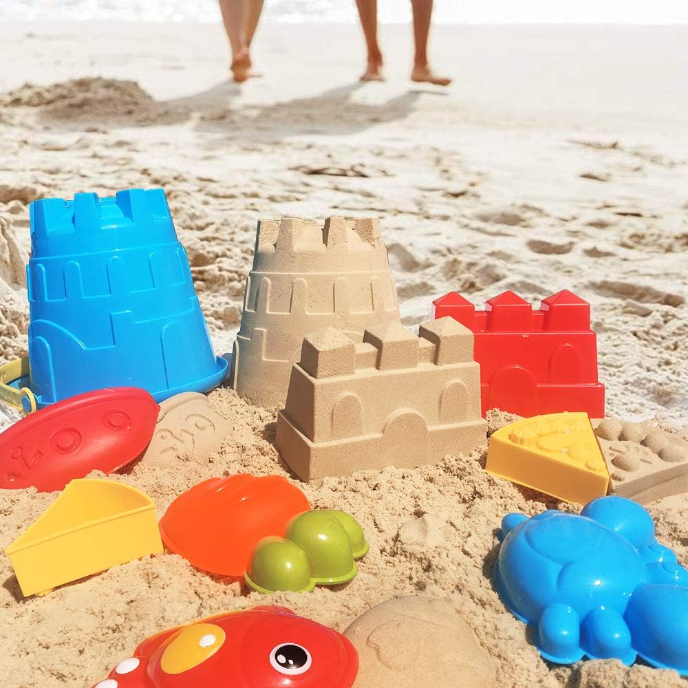 ToyerBee Beach Toys- 27 Pcs Sand Toys Set with Mesh Bag Including Sand Water Wheel, Bucket, Shovels, Sifter, Molds, Rakes and Shovels, Outdoor Beach Sand Toys for Boys, Girls, Toddlers, Kids : Toys & Games