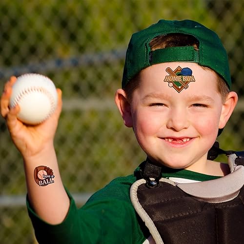 Miniatura 4 de 144 piezas de tatuajes temporales de béisbol, sóftbol, temática deportiva, impermeables, tatuajes temporales, suministros de decoración para fiestas