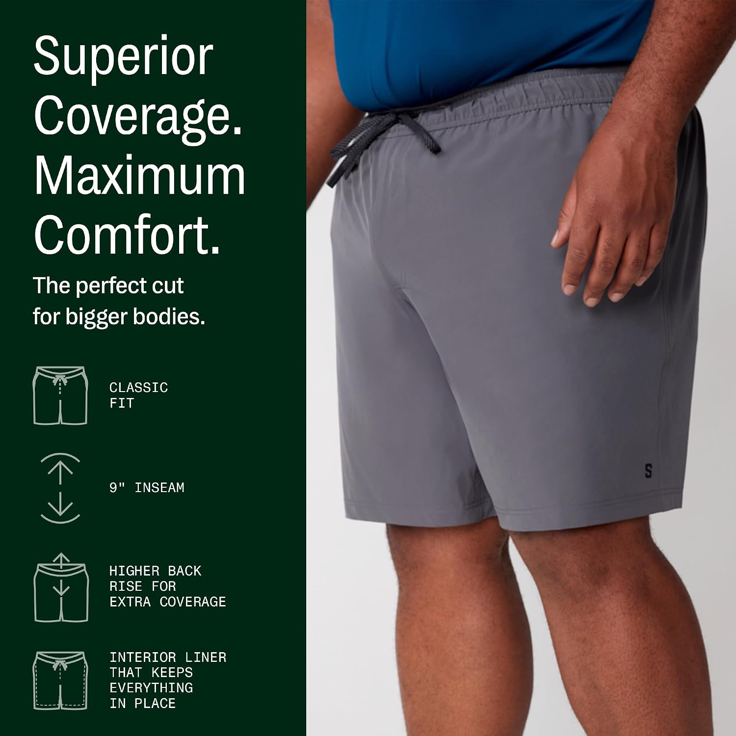 STRONGSIZE Men's Big and Tall 9" Athletic Shorts – Moisture Wicking Quick Dry Lined Shorts Sizes XL-8XL
