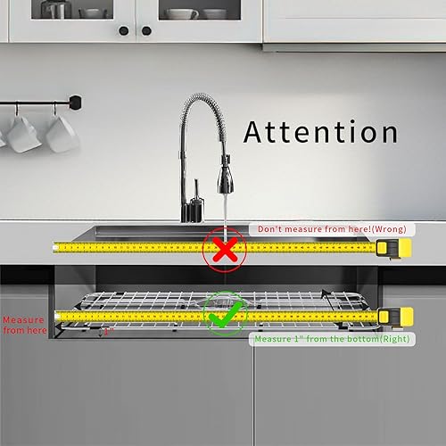 Vista 5 de Rejilla de fregadero de acero inoxidable y protectores para la parte inferior del fregadero de cocina, 26 x 14 pulgadas con drenaje trasero