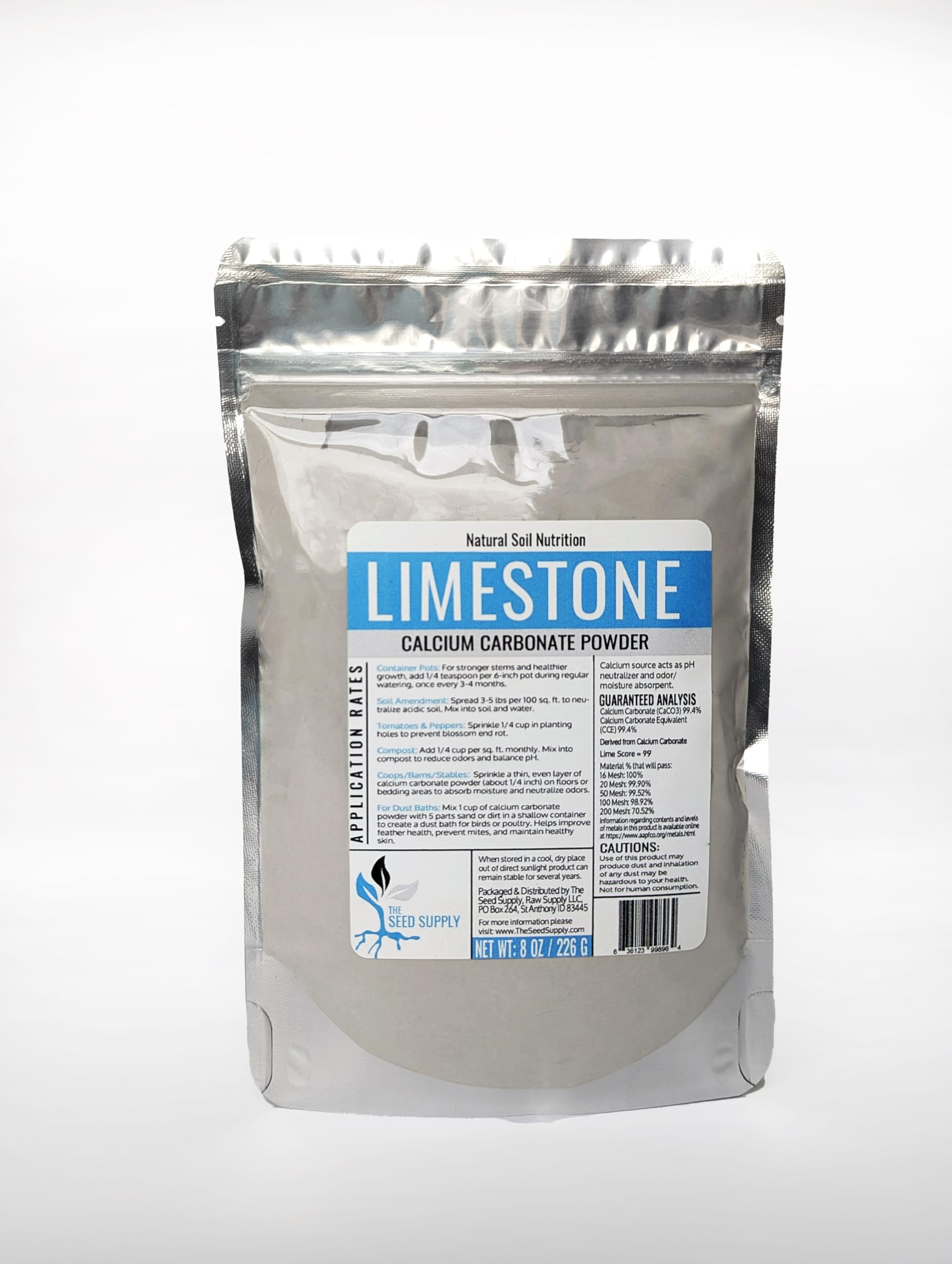 8 Ounces Calcium Carbonate Limestone Powder by The Seed Supply